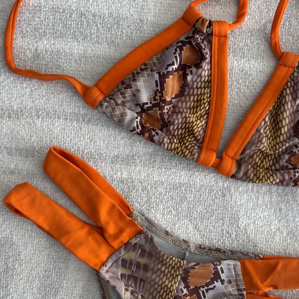 Montce Snakeskin Print Bikini with Orange Accents - Picture 2 of 2